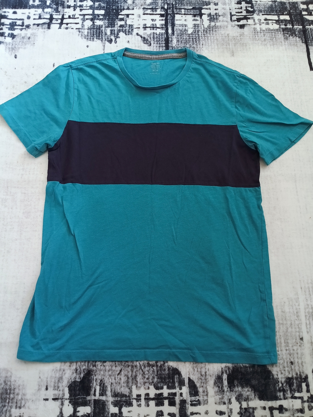 Old Navy Teal Short-Sleeve Tee with Navy Chest Stripe